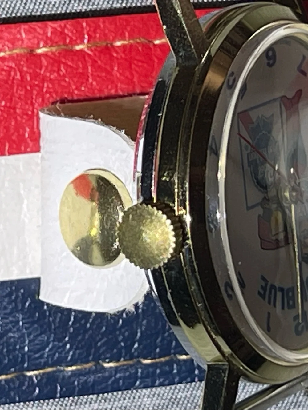 Rare Pabst Blue Ribbon Beer COOL BLUE Man Wrist Watch 1970's Swiss Made Marcel